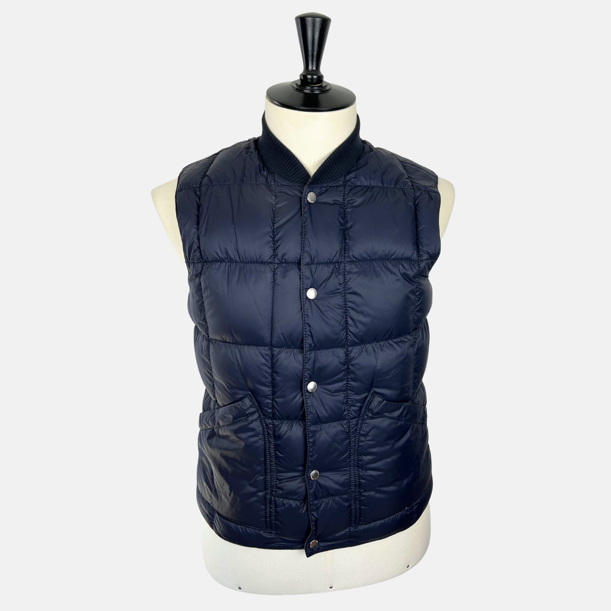 Olive/Navy Reversible Down Vest made of Suede/Nylon (S)