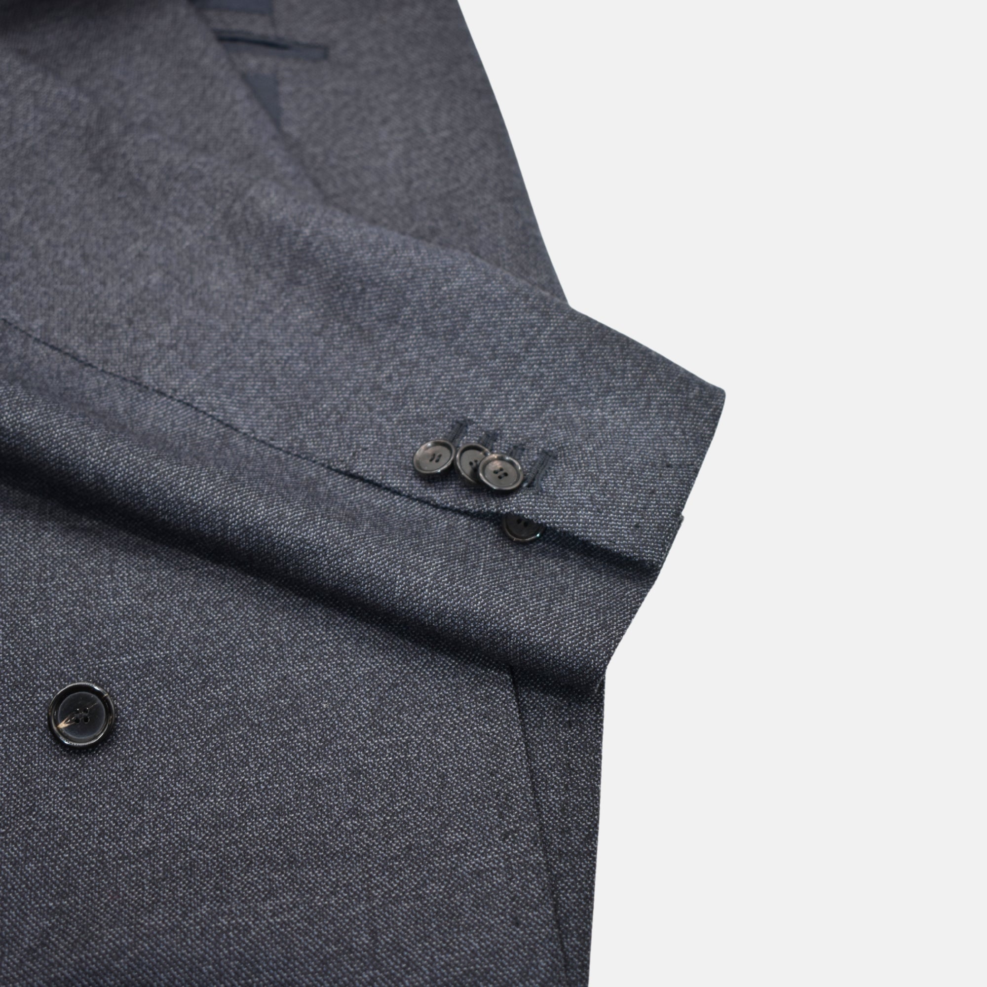 Dark Blue Patterned Double-Breasted Suit made of Wool (EU 46)