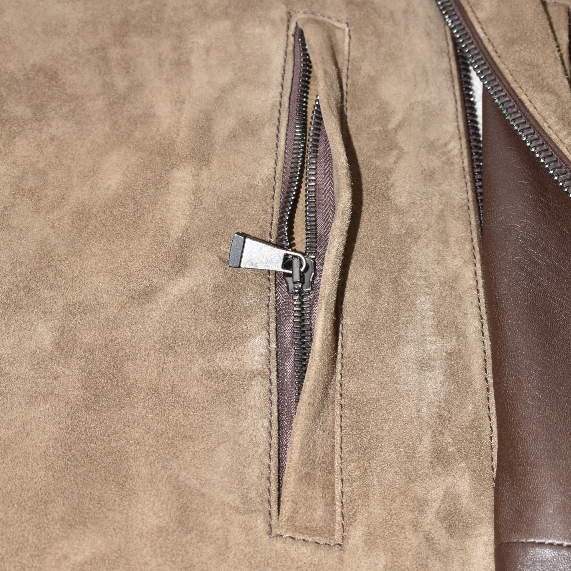 Multicoloured Hooded Jacket made of Leather/Wool/Shearling (EU 54)