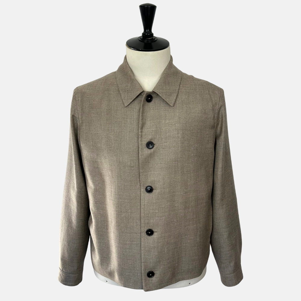 Greige Melange Jacket made of Cashmere/Silk/Linen (EU 50)