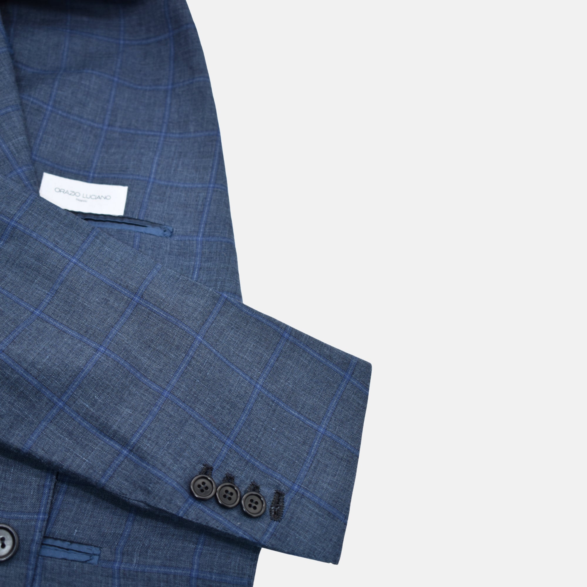 Blue Checkered Blazer made of Linen/Silk (EU 50)