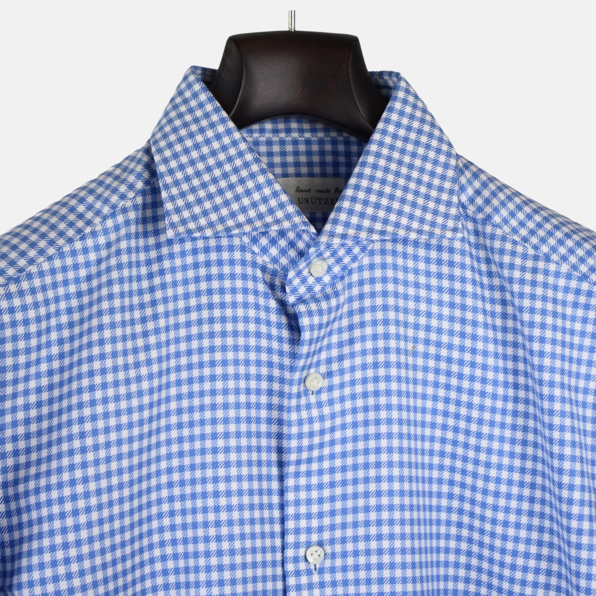 Blue/White Checked Cuffed Shirt made Cotton (EU 42)