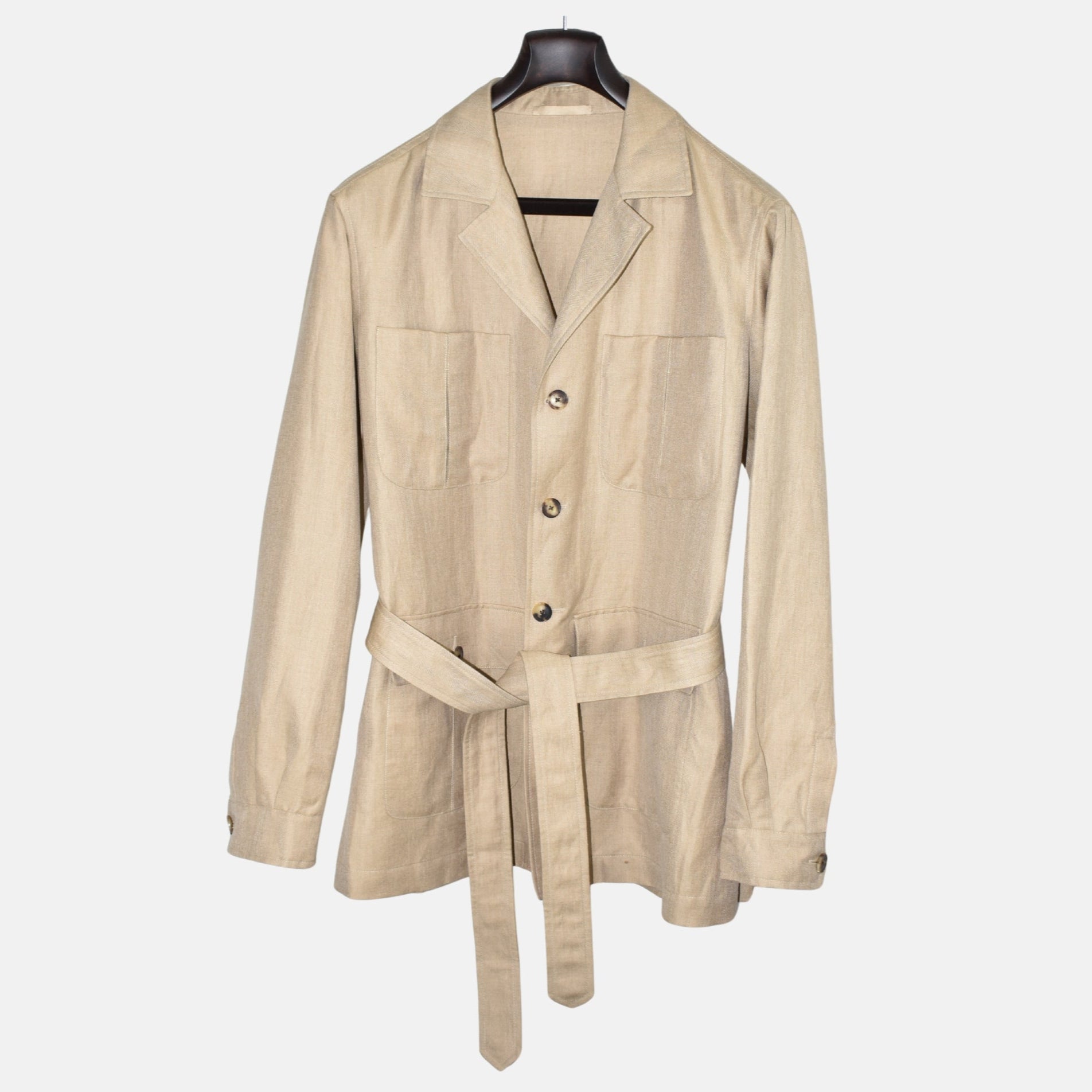 Beige Safari Jacket made of Linen/Camel Hair/Silk (EU 52)