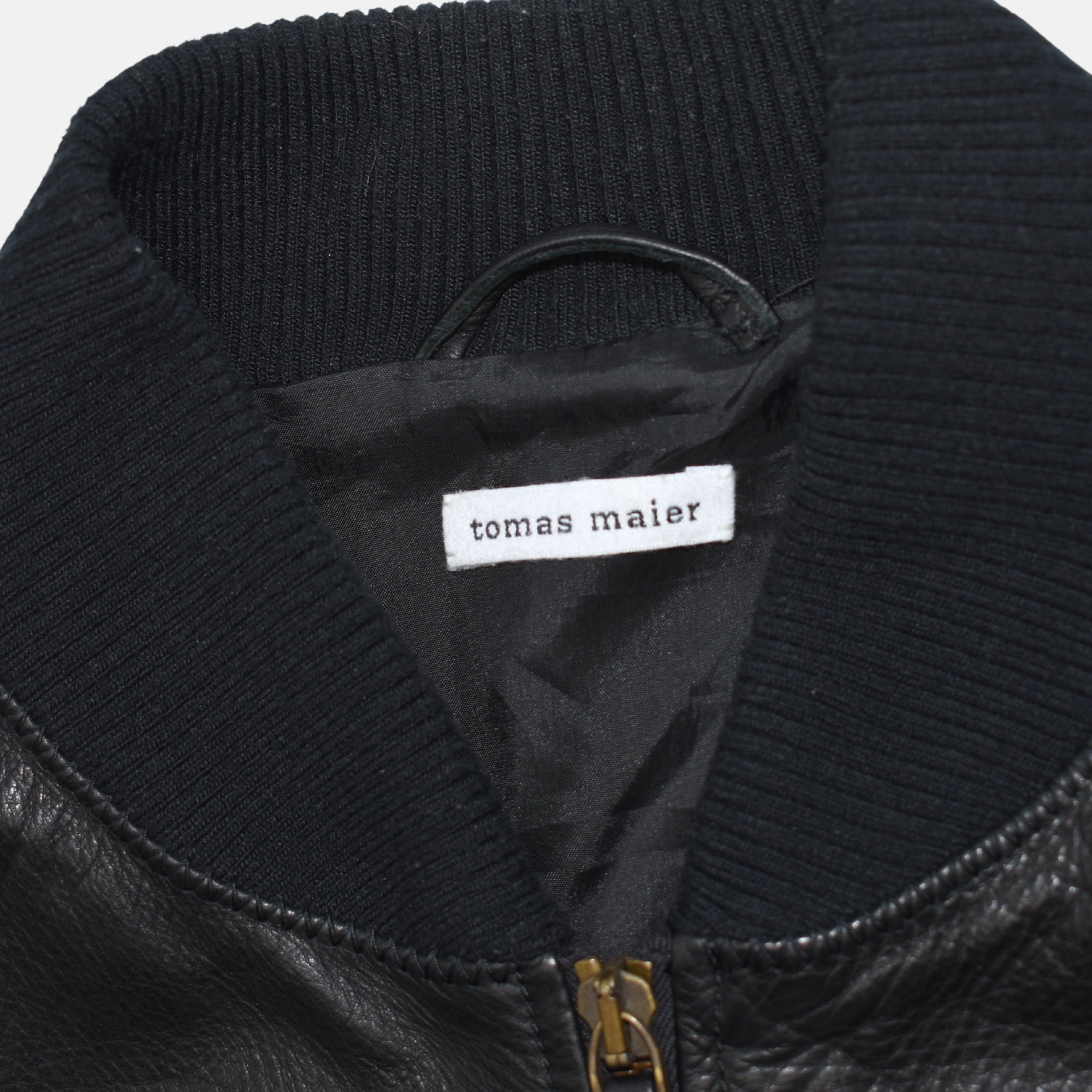 Black Blousson Jacket made of Leather (M)