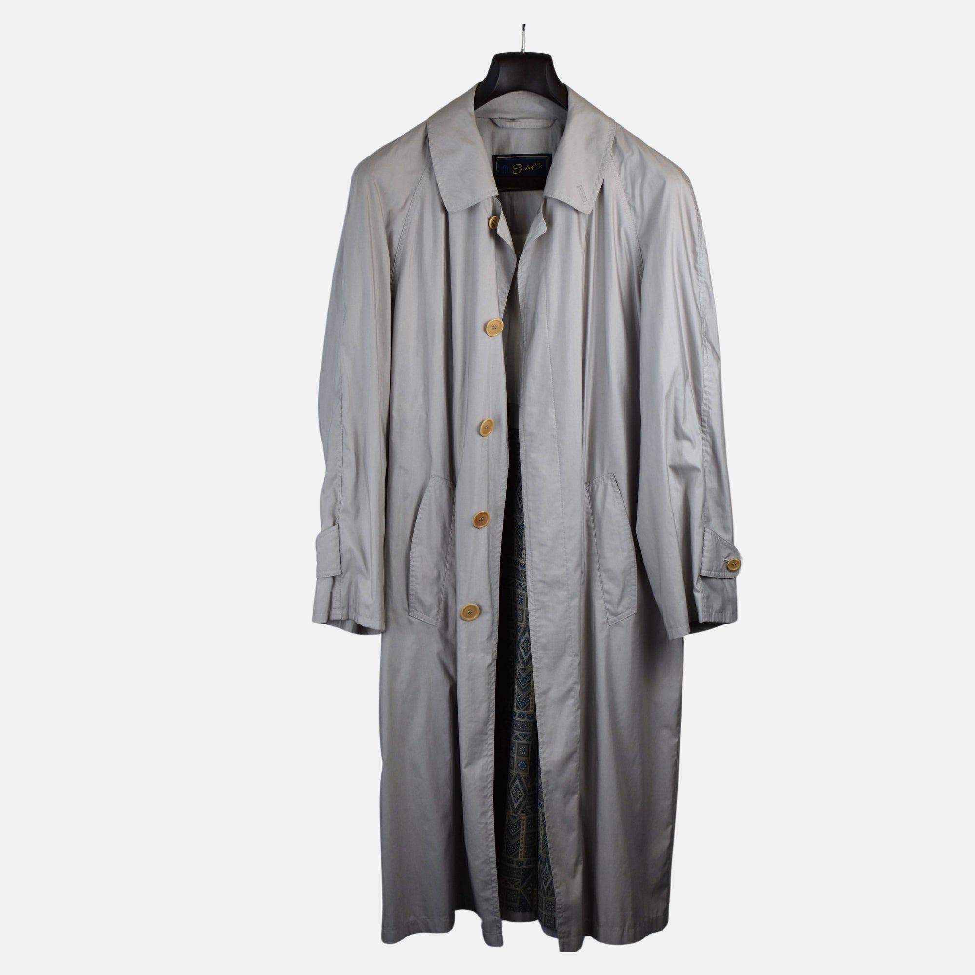 Silver Gray Trench Coat made of Polyester (EU 46)