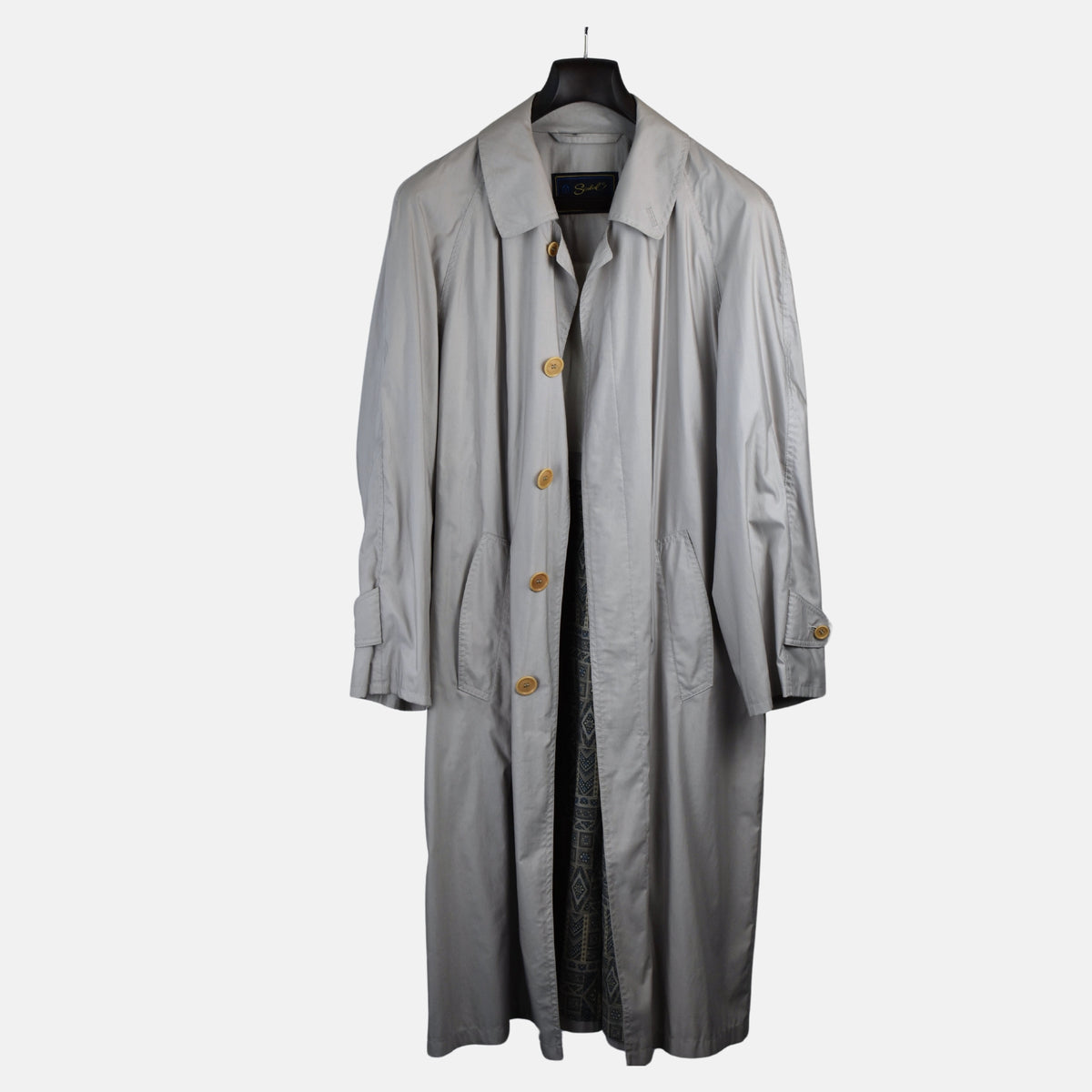 Silver Gray Trench Coat made of Polyester (EU 46)