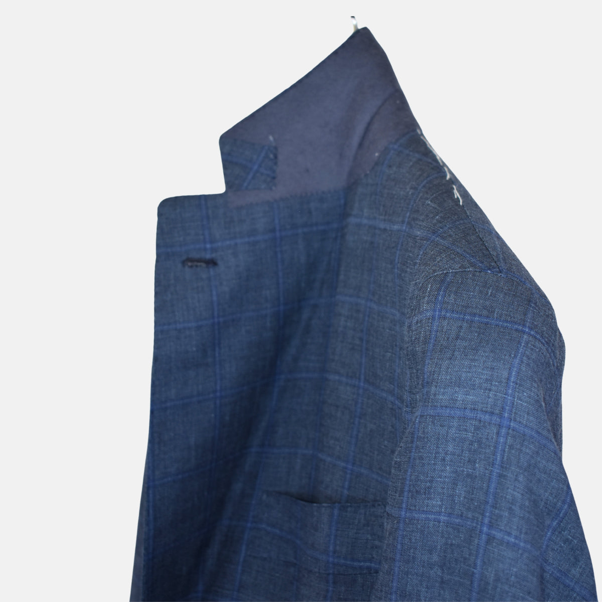 Blue Checkered Blazer made of Linen/Silk (EU 50)