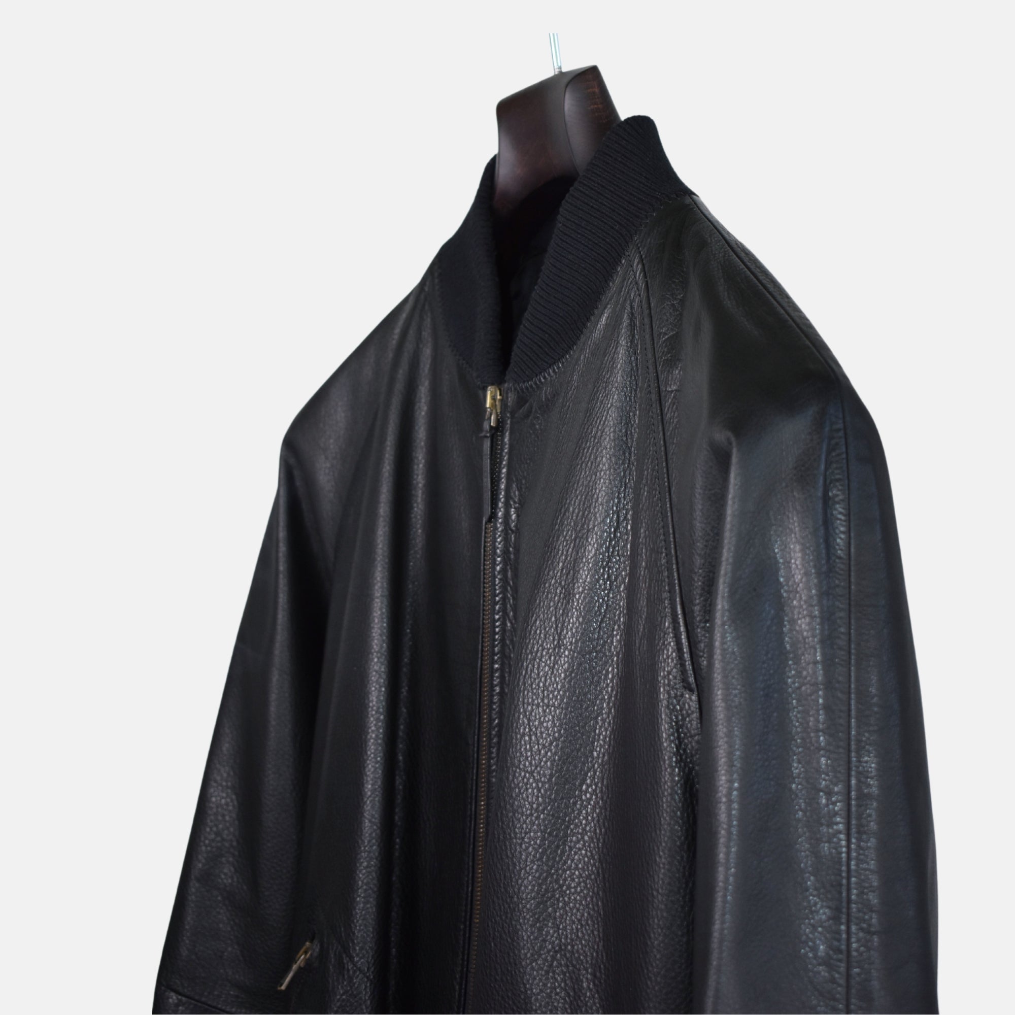 Black Blousson Jacket made of Leather (M)
