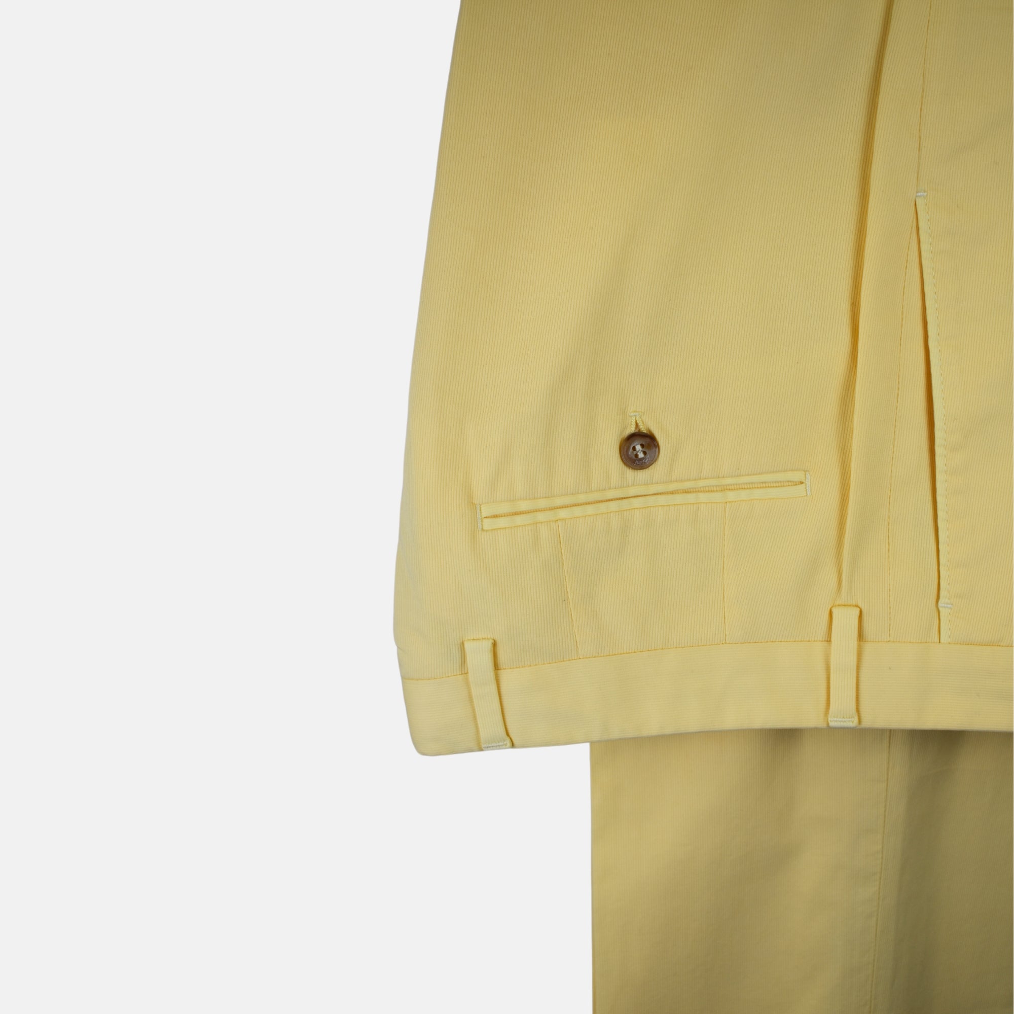 Light Yellow Summer Corduroy Trousers made of Cotton (EU 50)