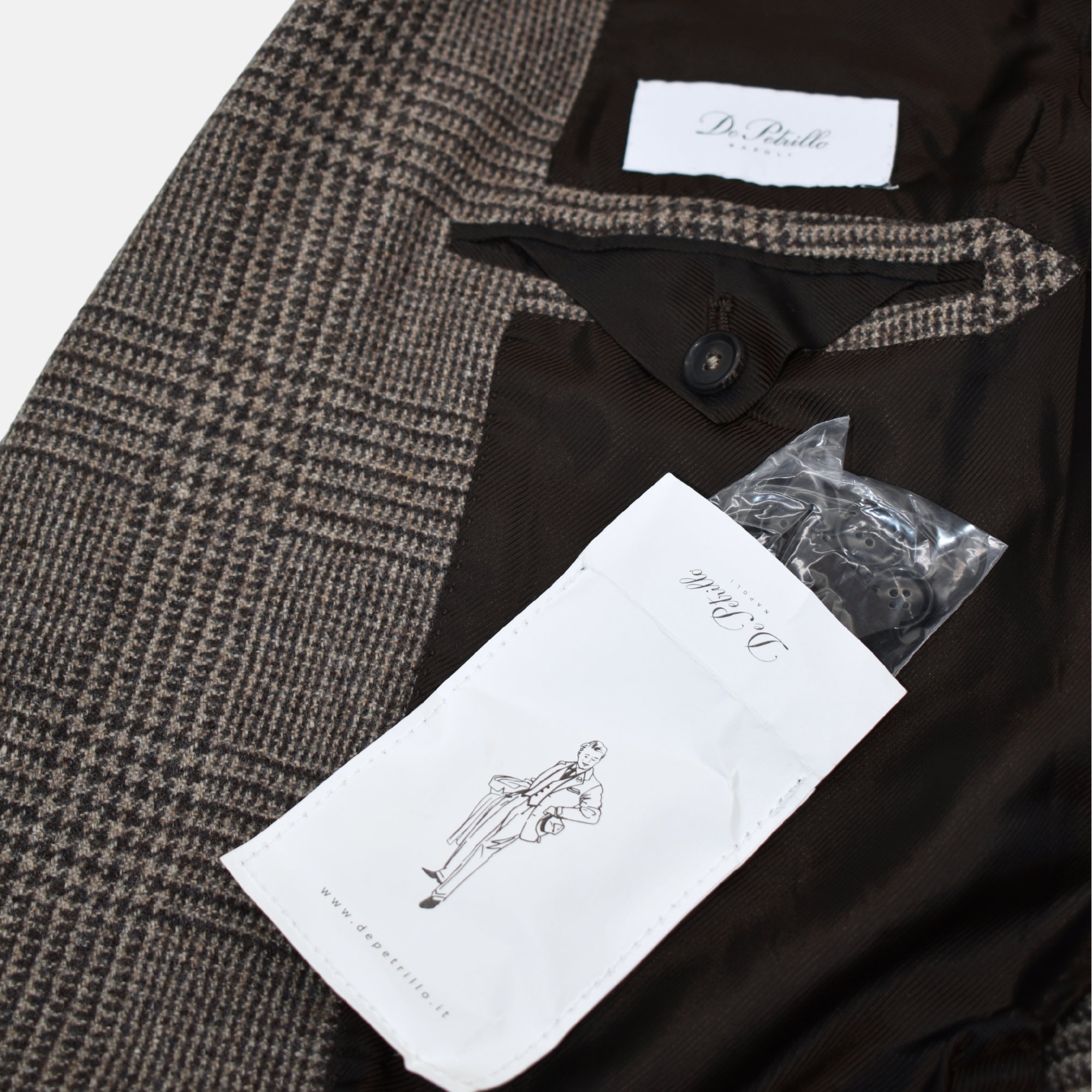 Brown Checkered Blazer made of Wool (EU 54)