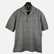 Blue/Beige Patterned Short-Sleeve Shirt made of Cotton (XL)