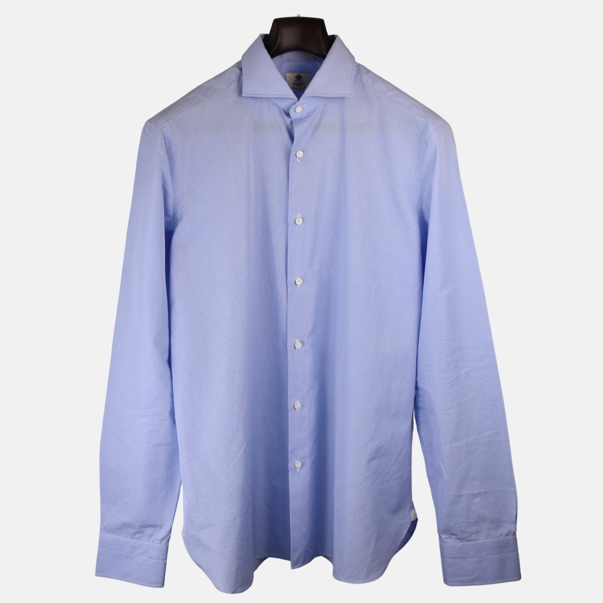 Blue-White Checkered Shirt made Cotton (EU 42)