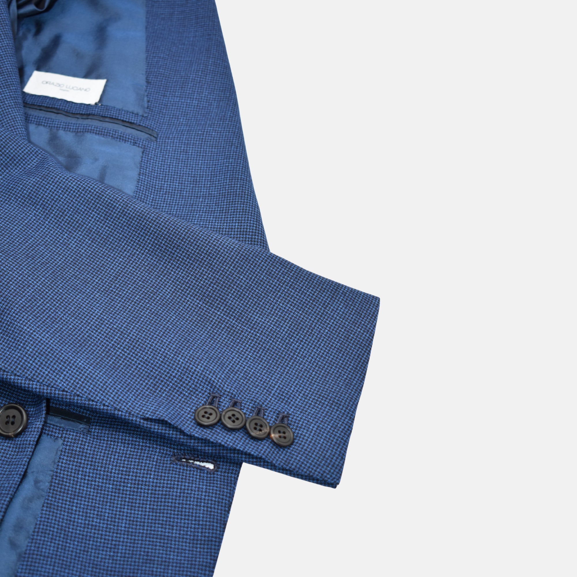 Blue-Black Houndtooth Patterned Blazer made of Wool(EU 50)