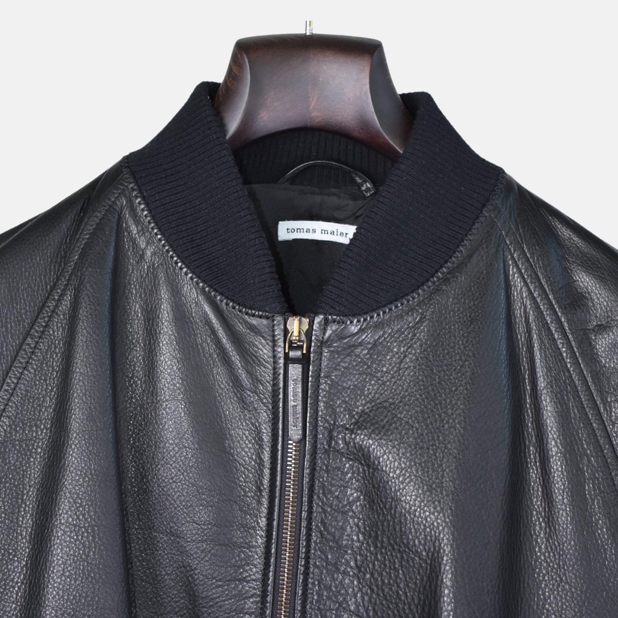 Black Blousson Jacket made of Leather (M)