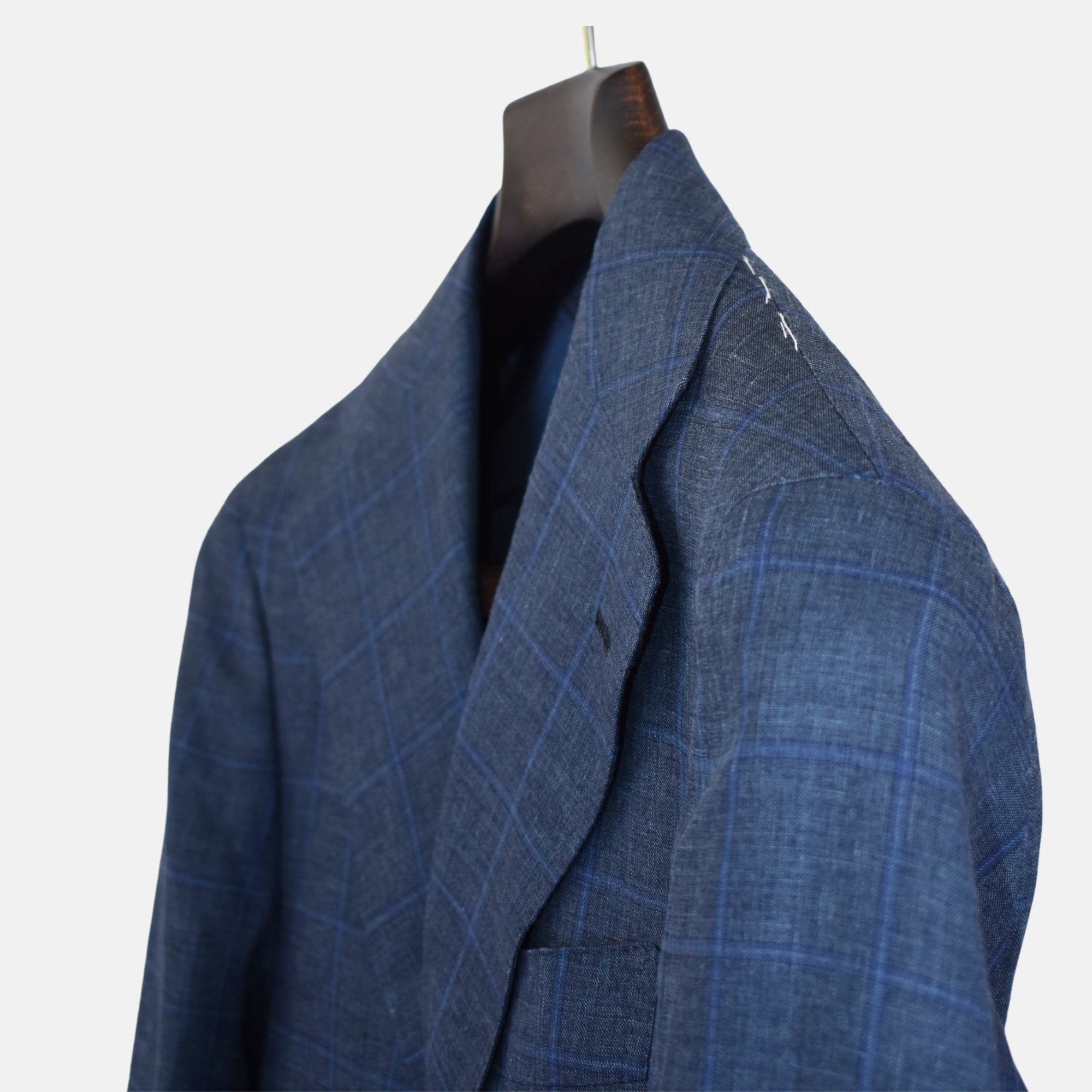 Blue Checkered Blazer made of Linen/Silk (EU 50)