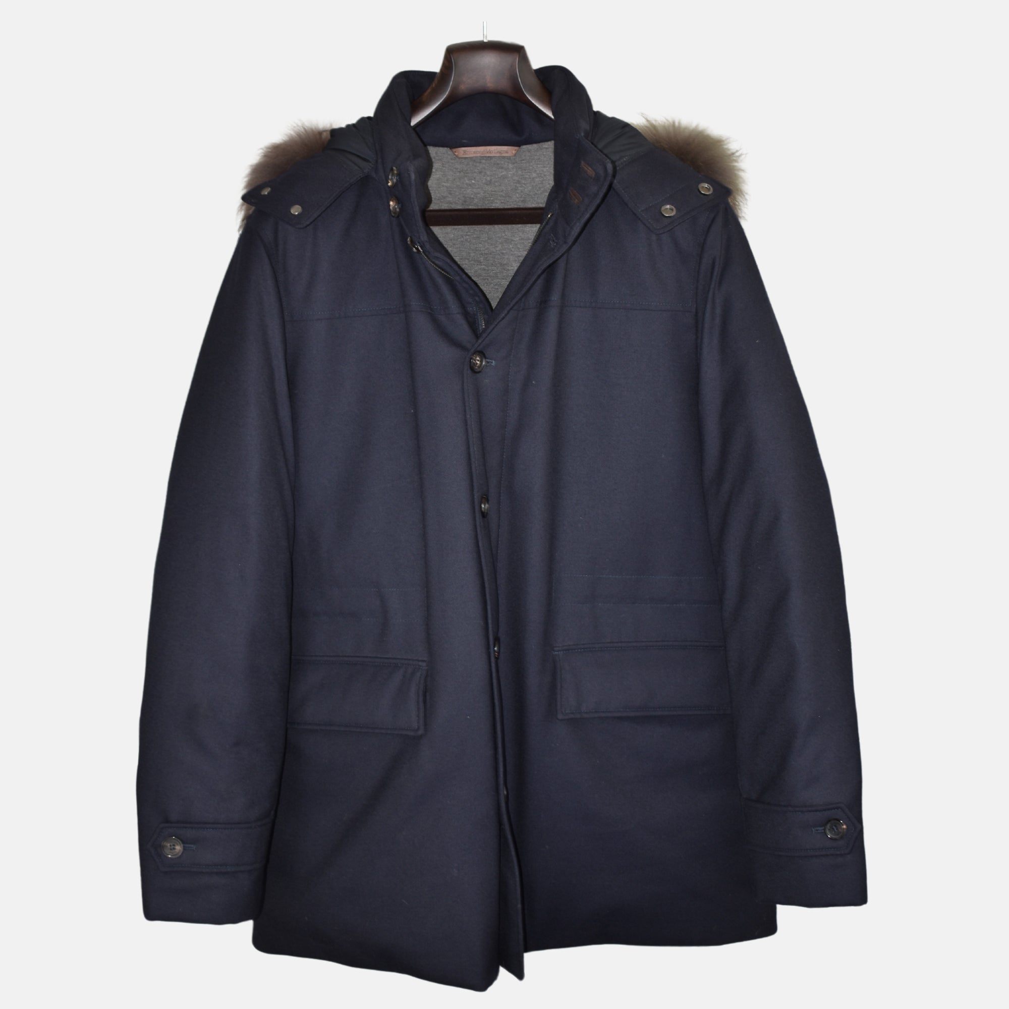 Navy Hooded Jacket made of Wool (EU 54)