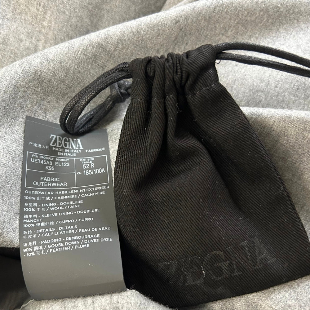 Gray Down Coat made of Cashmere (EU 52)