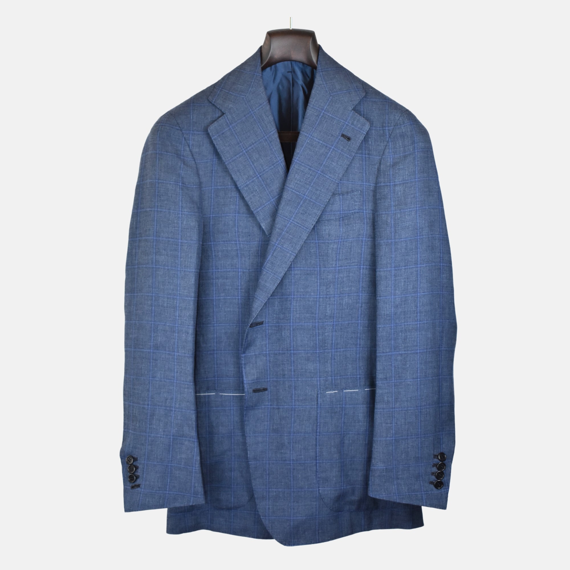 Blue Checkered Blazer made of Linen/Silk (EU 50)
