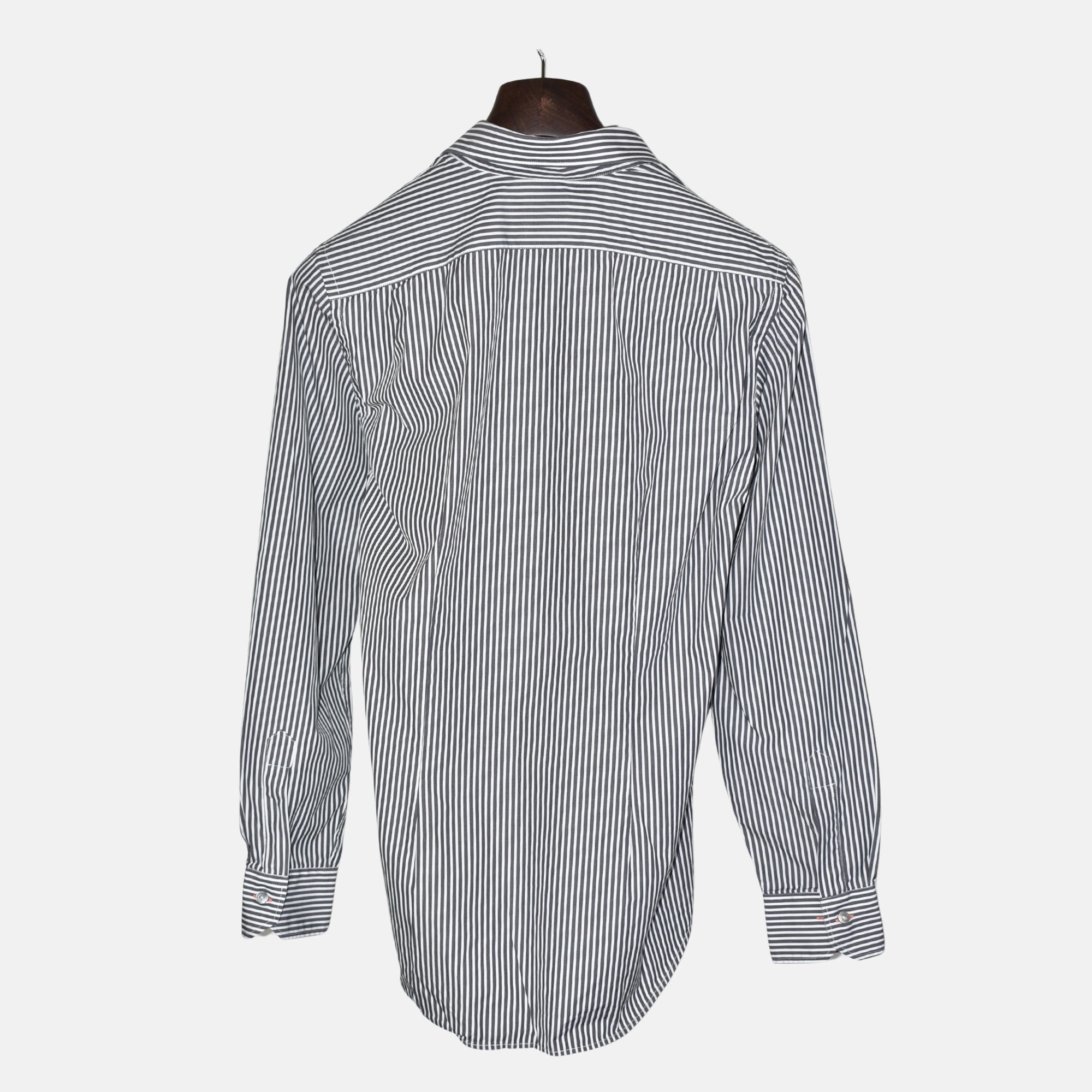 Gray-White Striped Shirt made of Cotton (EU 48)
