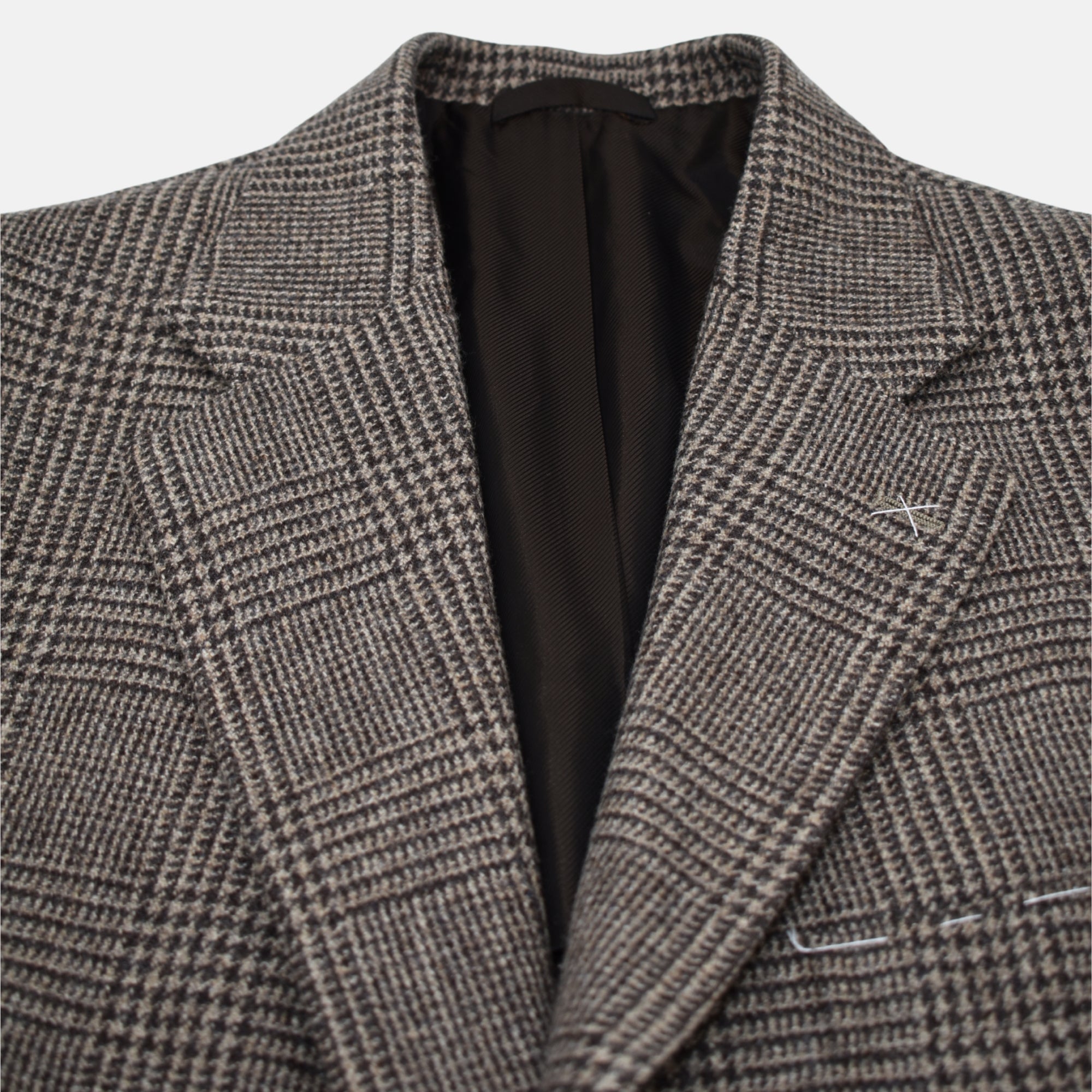 Brown Checkered Blazer made of Wool (EU 54)