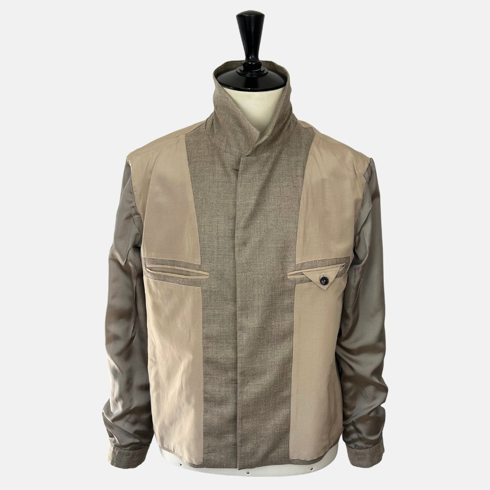 Greige Melange Jacket made of Cashmere/Silk/Linen (EU 50)