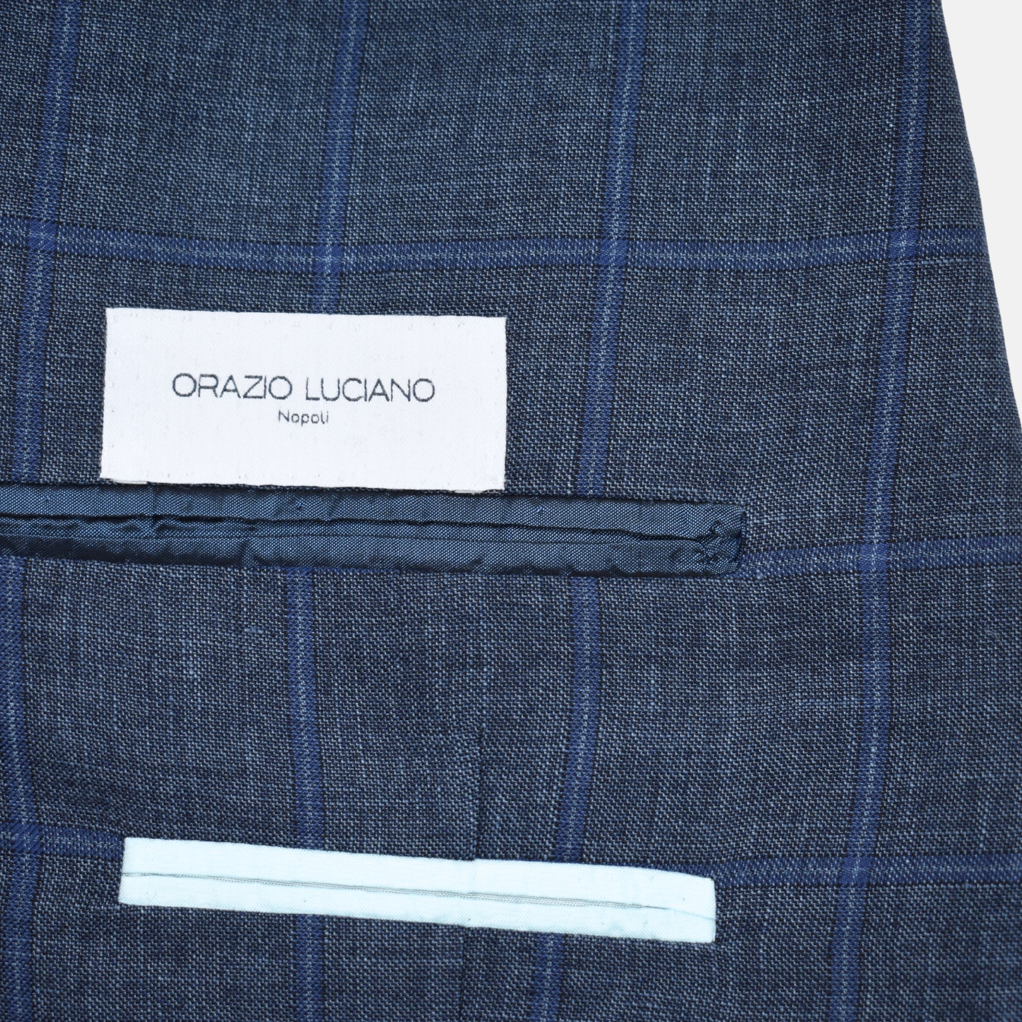 Blue Checkered Blazer made of Linen/Silk (EU 50)