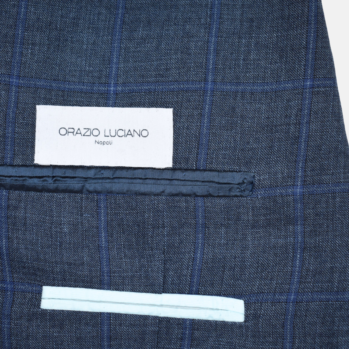 Blue Checkered Blazer made of Linen/Silk (EU 50)