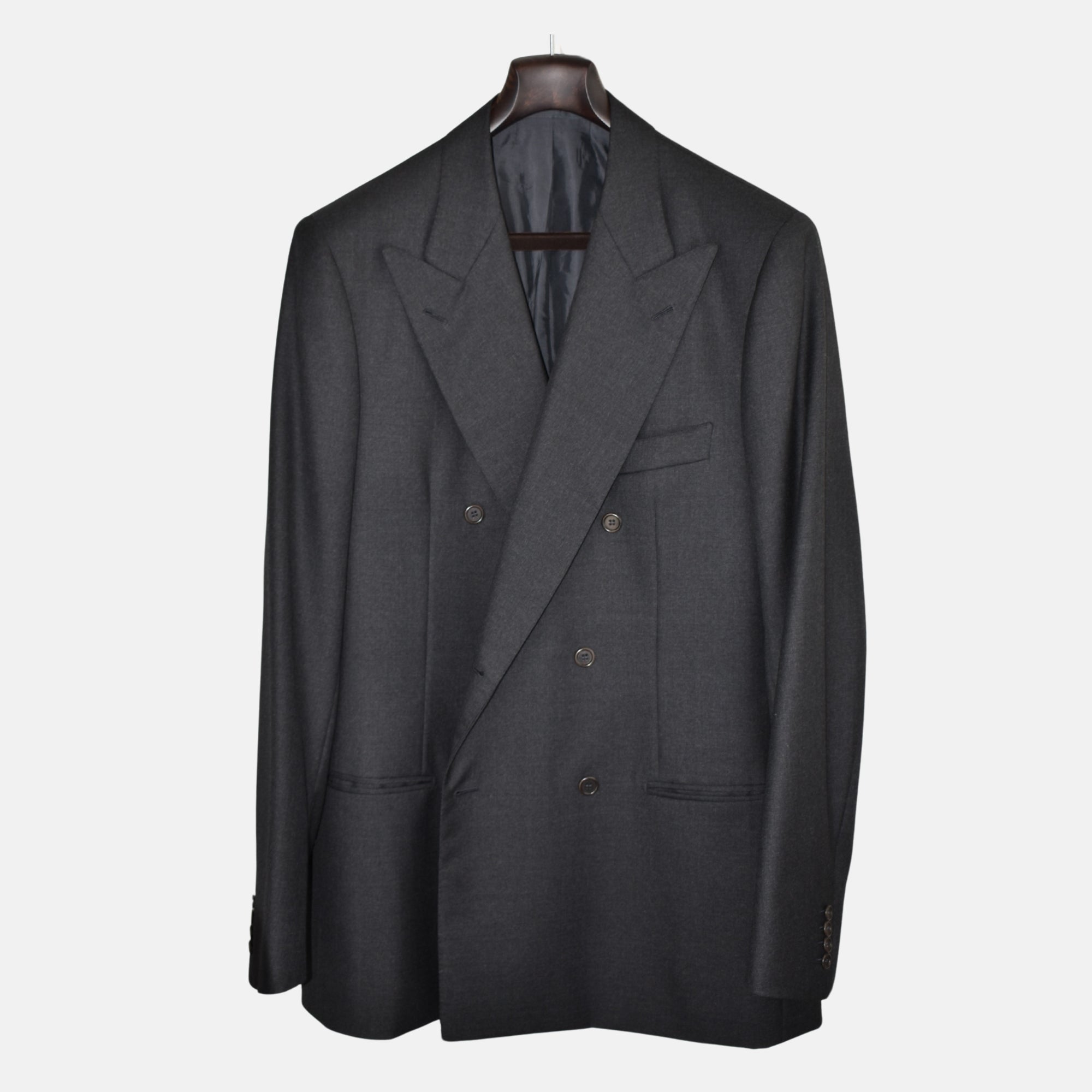 Charcoal Double Breasted Suit made of Wool (EU 52L)