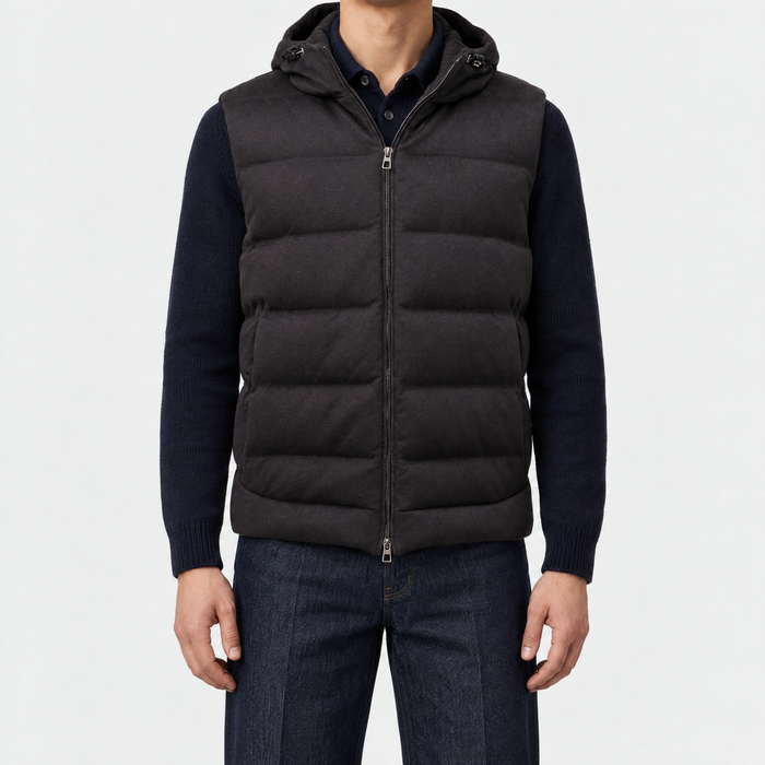 Dark Charcoal C.O.L.D. Cashmere Puffer Down Vest