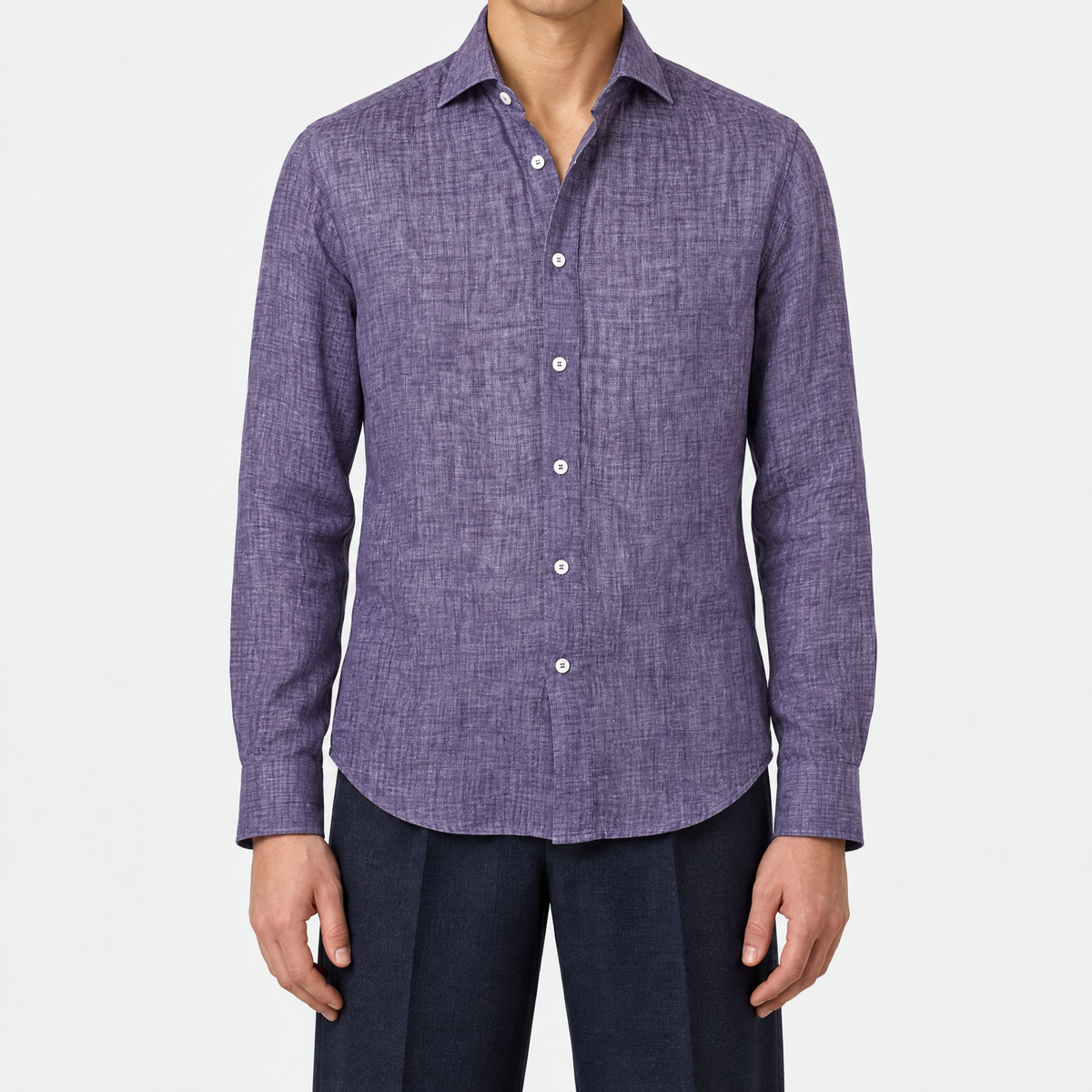 Aubergine Melange Linen Shirt