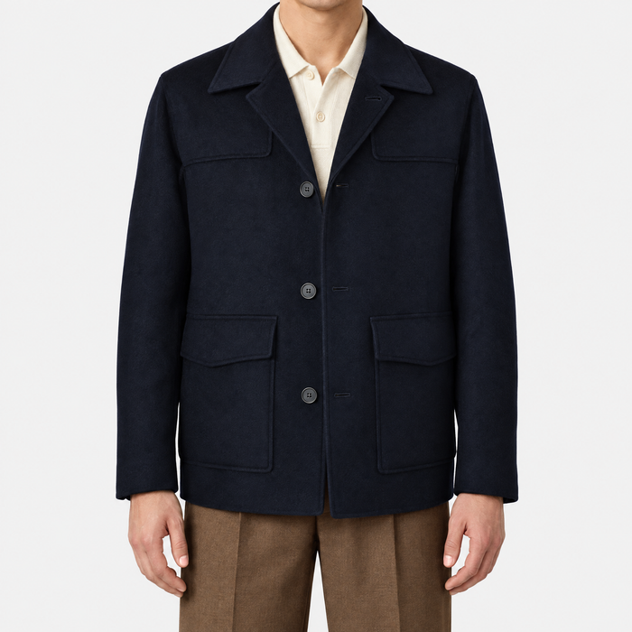 Navy Cashmere Field Jacket