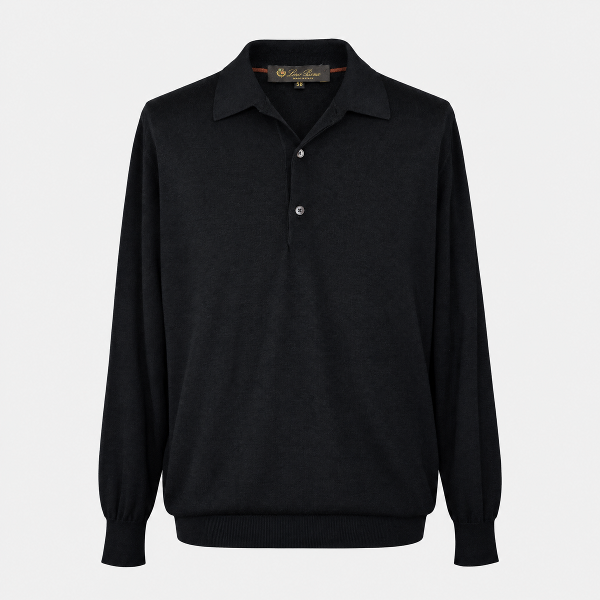 Black Cashmere Longsleeve Polo (EU 58)
