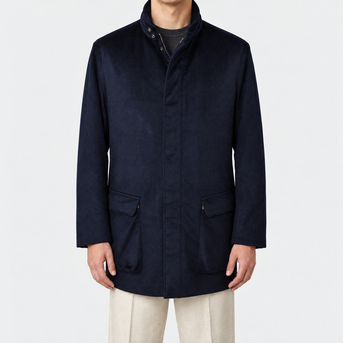 Navy Traveller Cashmere Coat