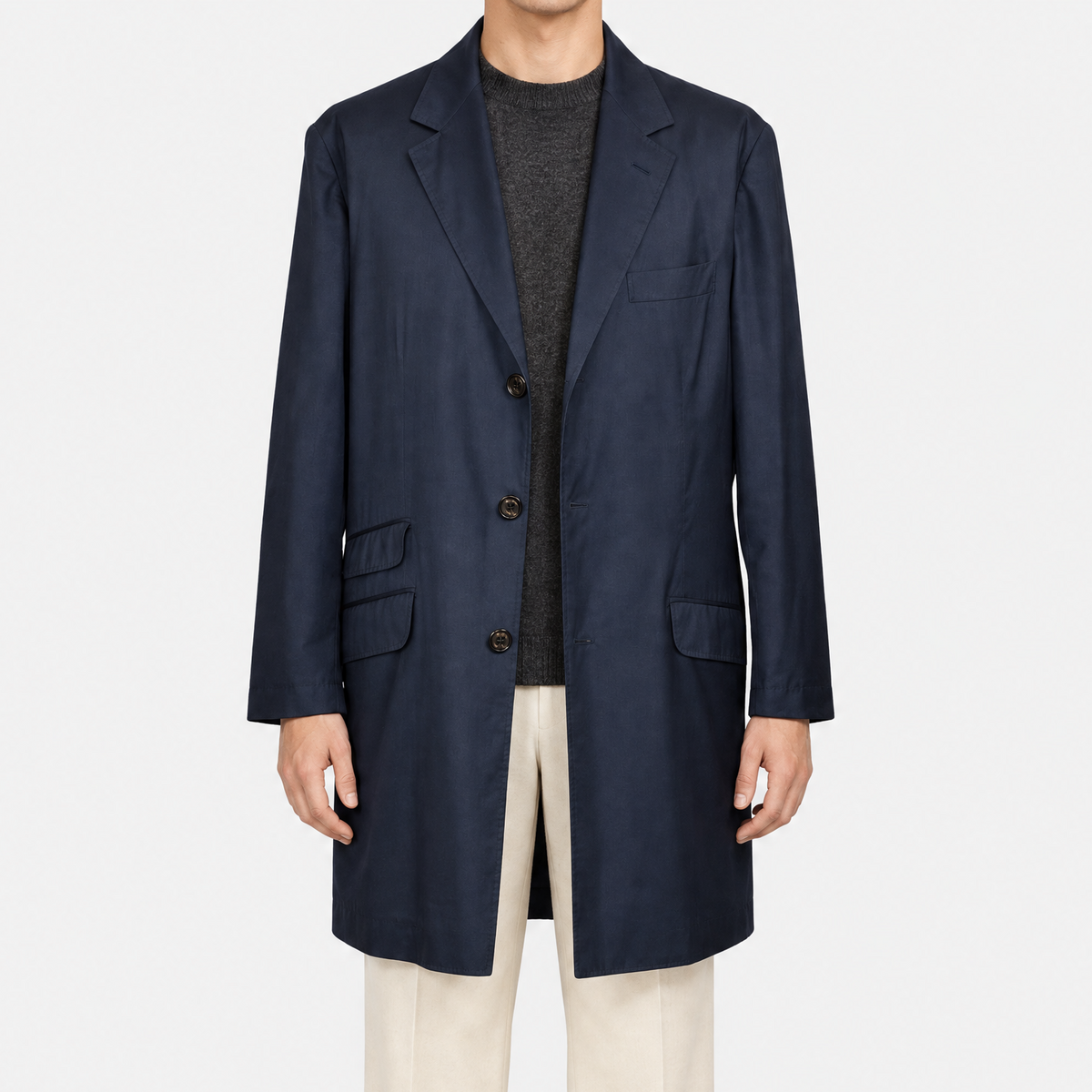 Navy Light Coat Virgin Wool / Silk