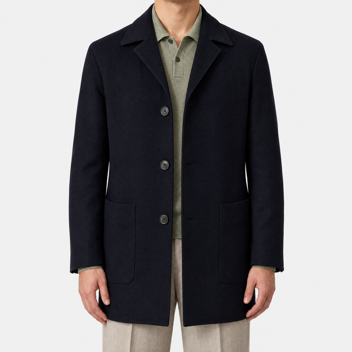 Navy Wool Overcoat