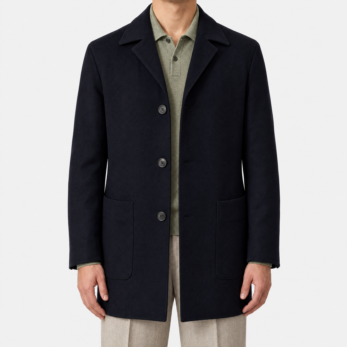 Navy Wool Overcoat