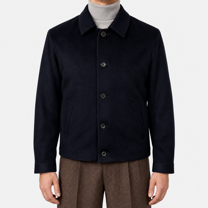 Cashmere Jacket with Leather Details