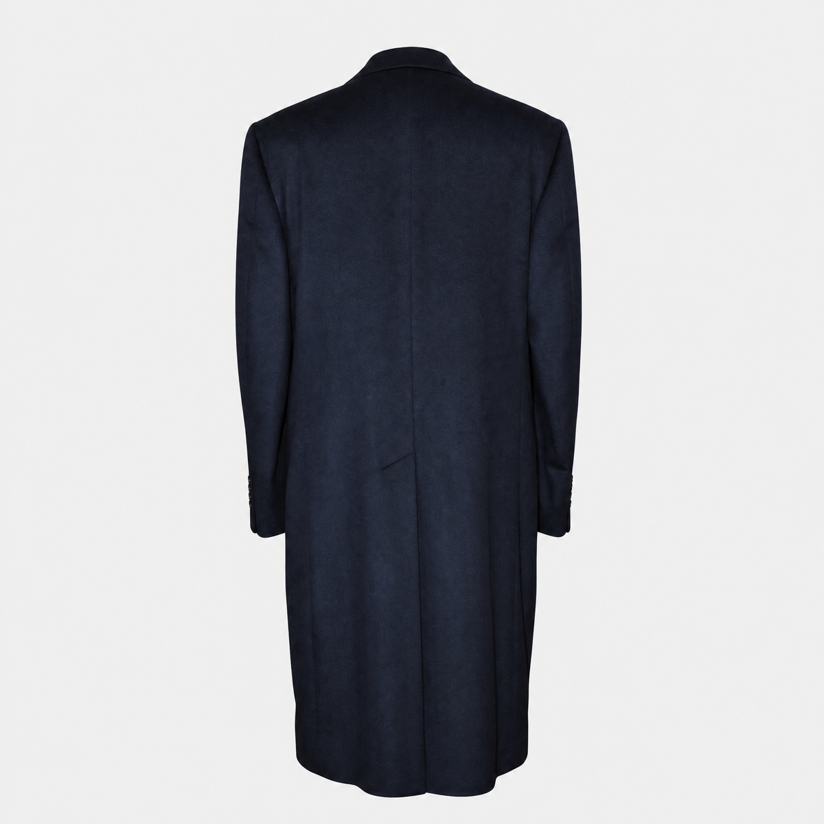 Dark Navy Herringbone Cashmere Coat