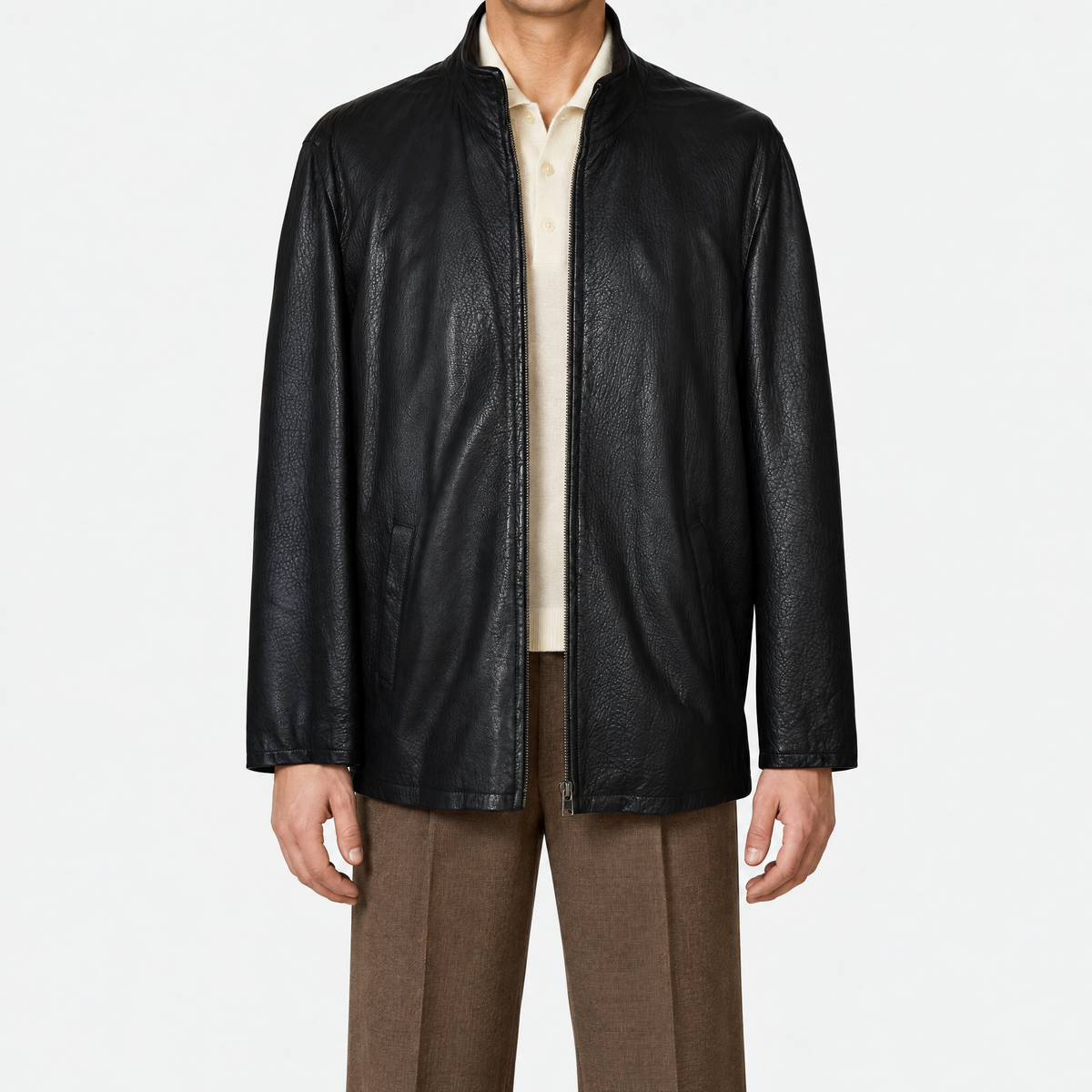 Black Leather Zip Jacket