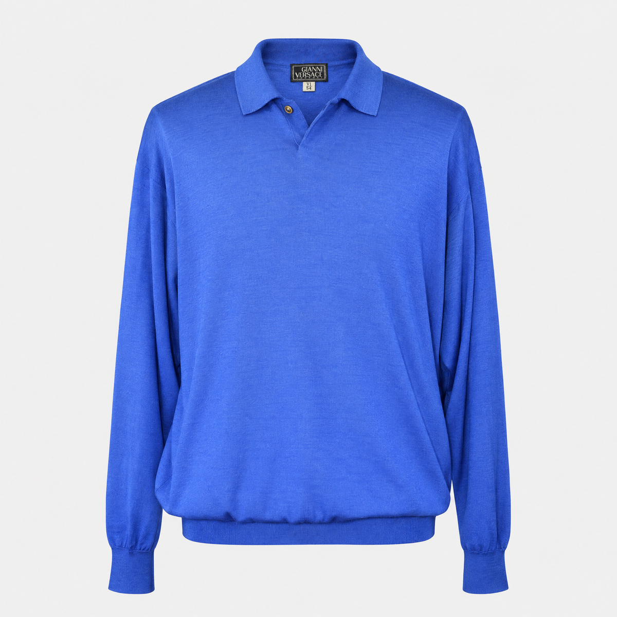 Blue Cashmere/Silk/Wool Longsleeve Polo (EU 54)