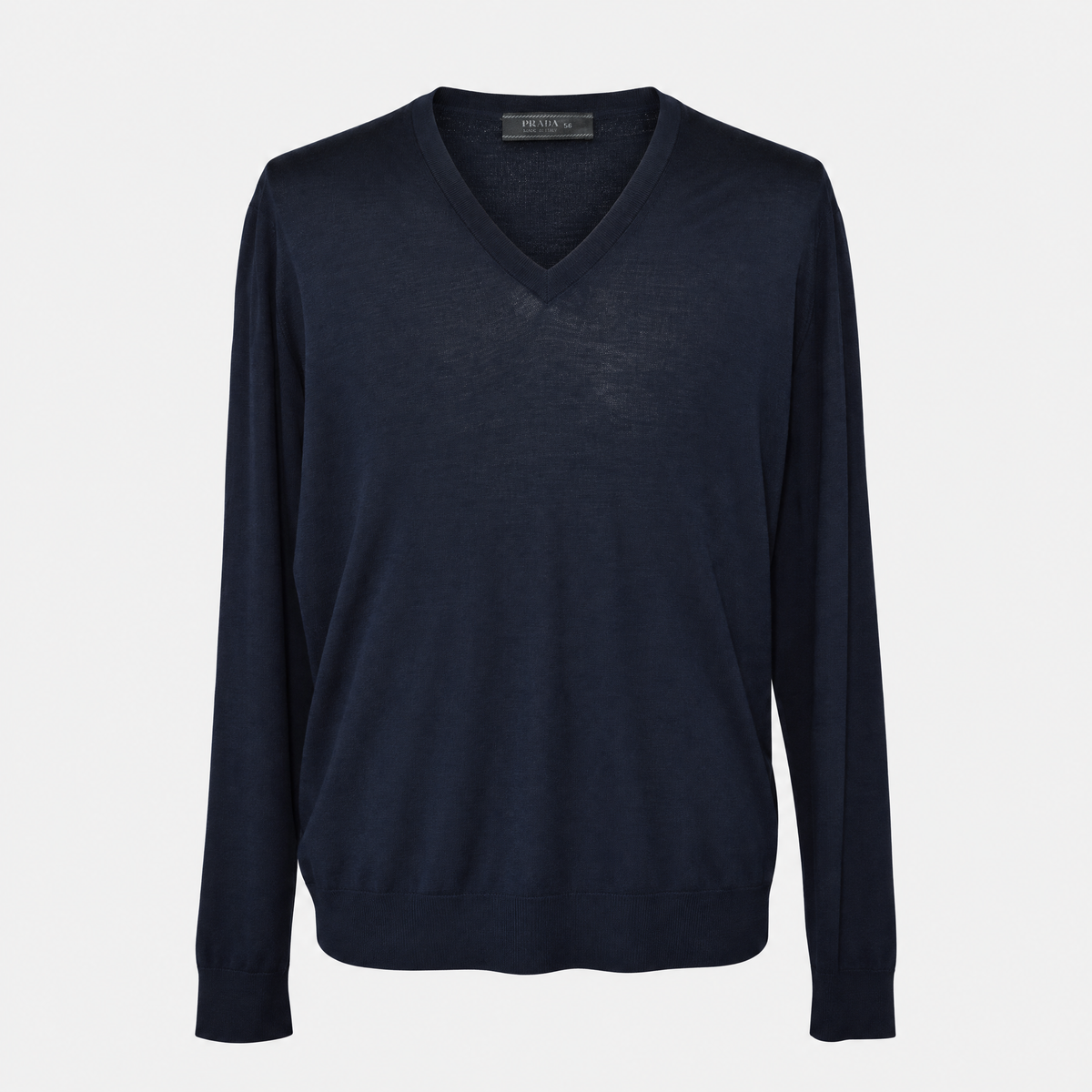 Midnight Blue Silk V-Neck Sweater (EU 56)