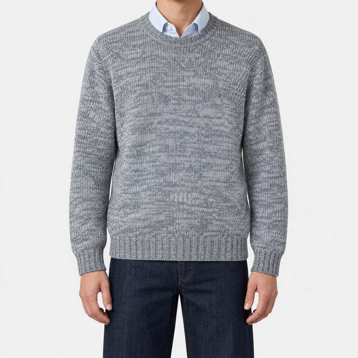 Grey-White Melange Cashmere Sweater (EU 56)