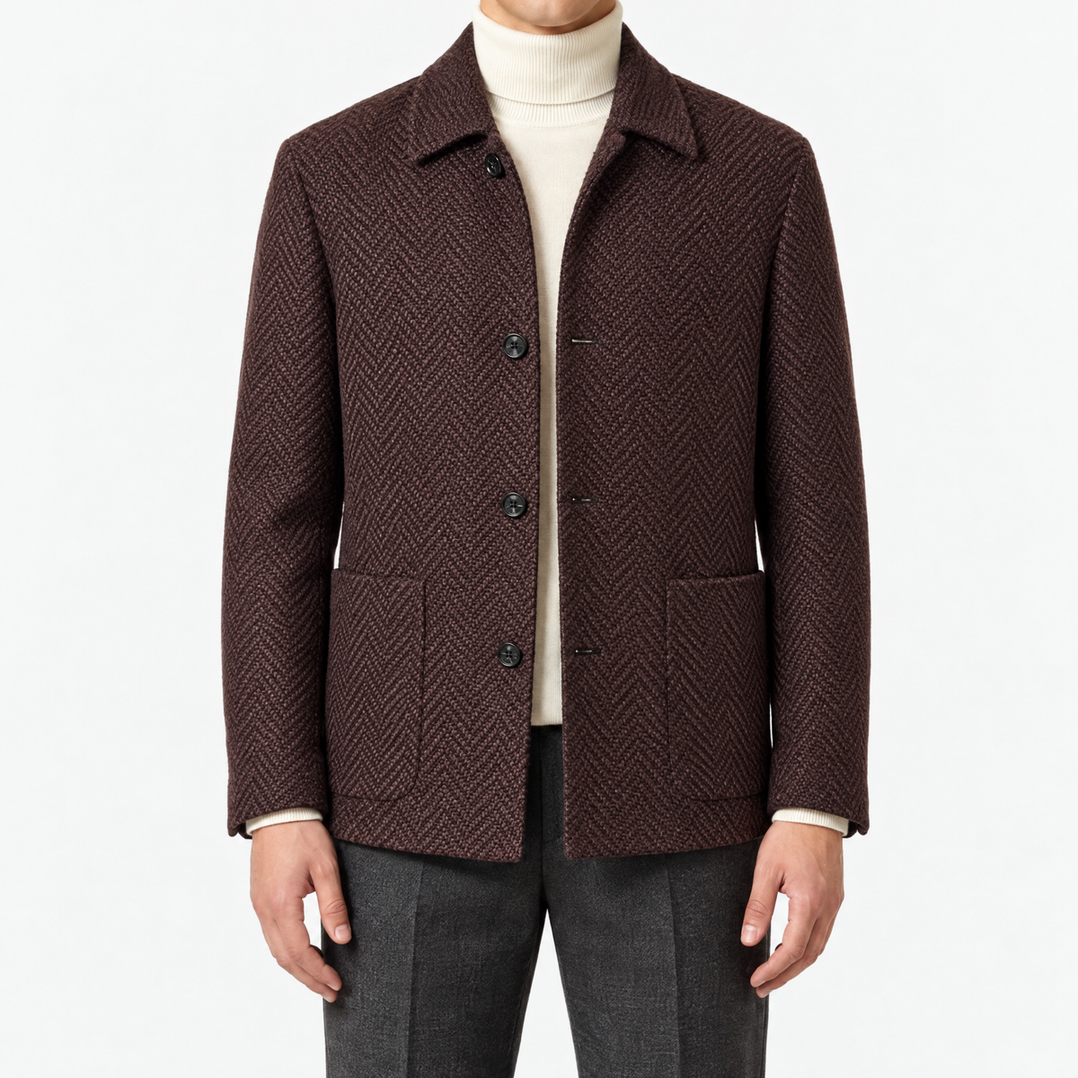 Burgundy Brown Alpaca Chore Jacket