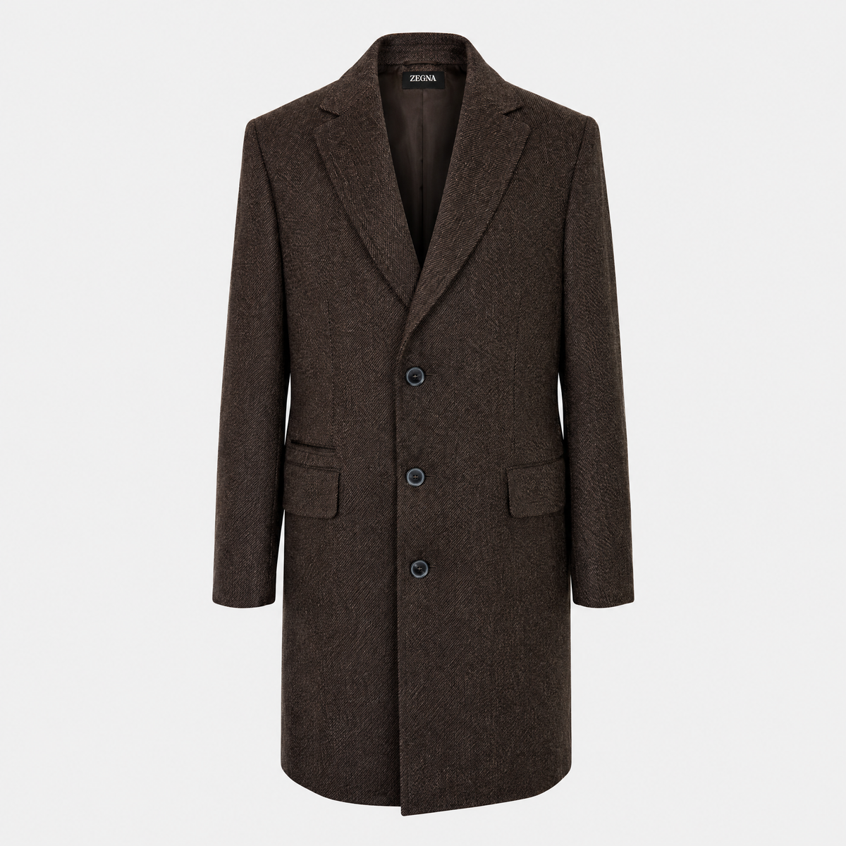 Brown Patterned Wool Cashmere Coat