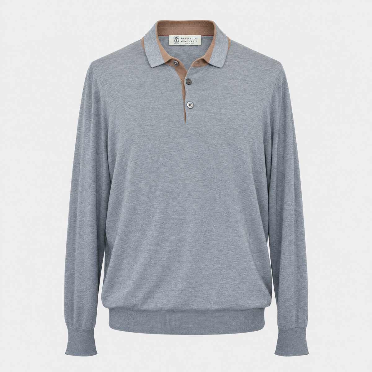 Grey Longsleeve Polo Cotton