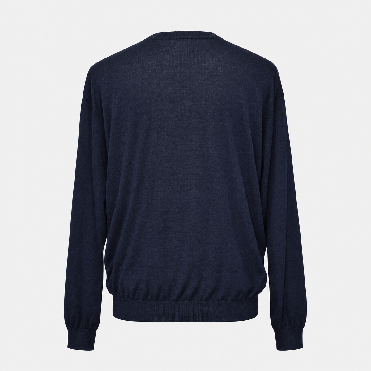 Navy Virgin Wool V-Neck Sweater (EU 54)