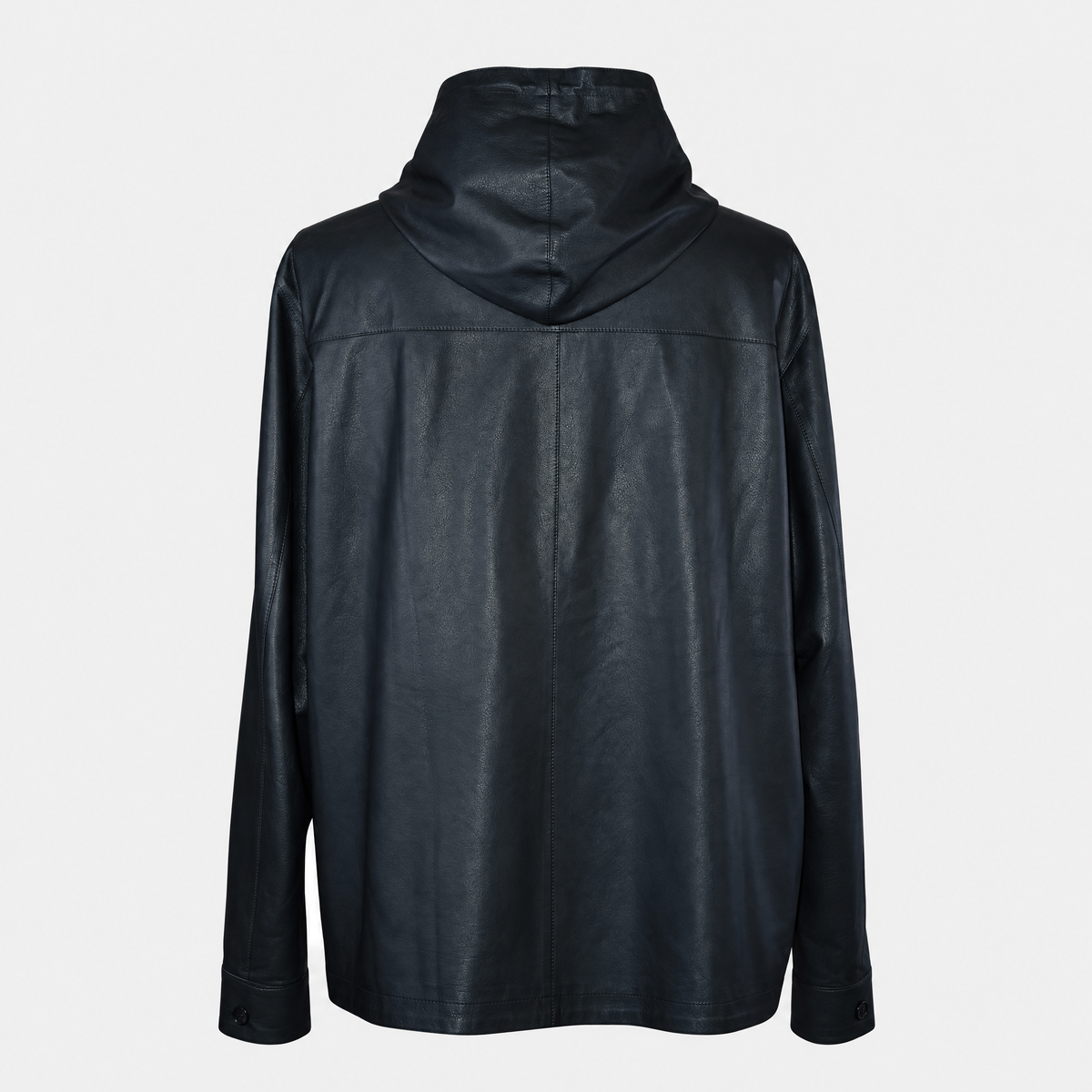 Hooded Leather Jacket Reversible