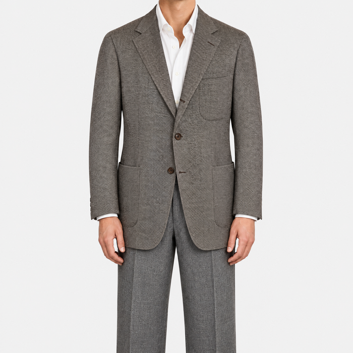 Brown Offwhite Patterned Blazer