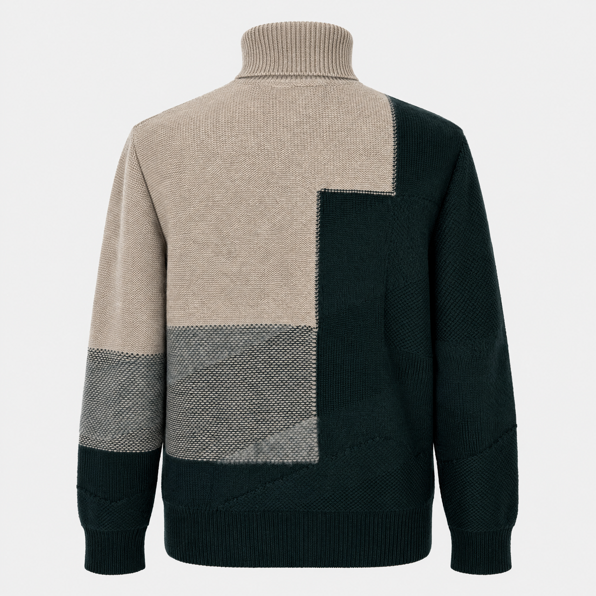 Green-Beige Cashmere Mohair Rollneck