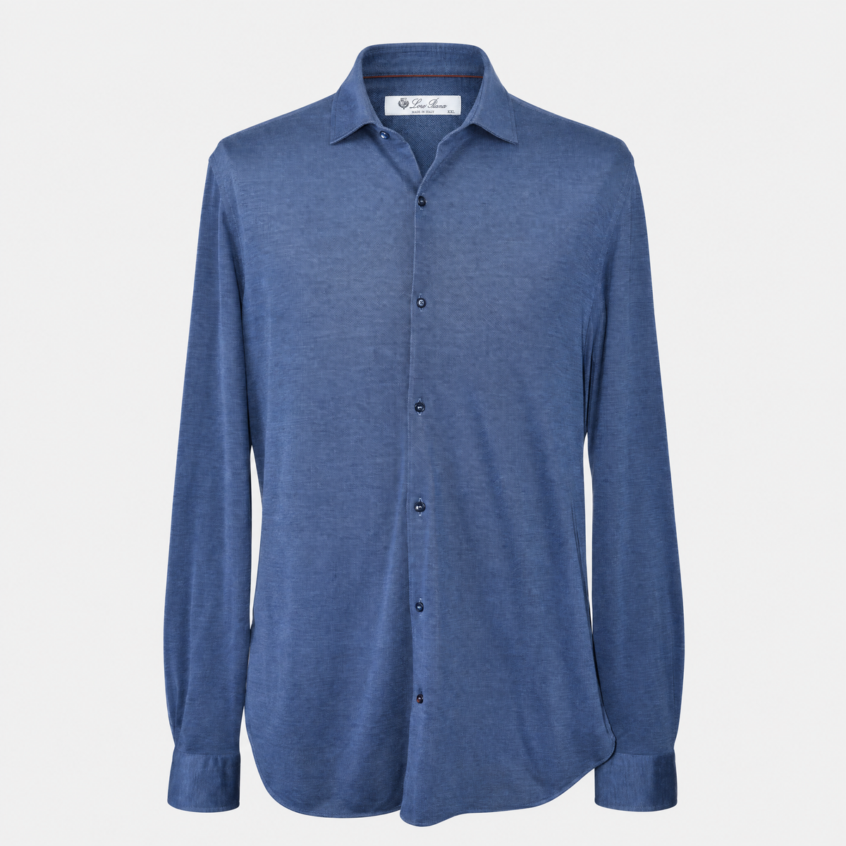 Blue Piqué Cotton Shirt (XXL)